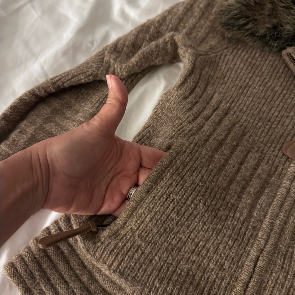 Cynthia Rowley Wool Blend Faux Fur Collar Jacket M Apres Ski Cozy Ski Lodge - Picture 8 of 11